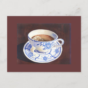 Tasse mit Teebeutel Postkarte