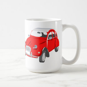 Tasse mit Vintage Citroen 2CV Auto in Rot