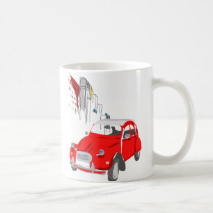 Tasse mit Vintage Citroen 2CV Auto in Rot