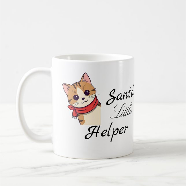 Tasse mit Weihnachtskatzendesign (Links)