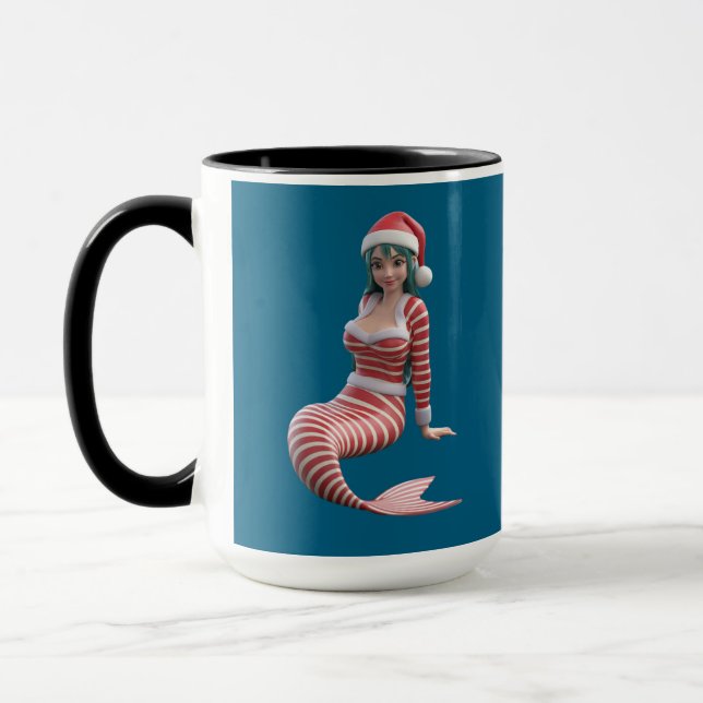 Tasse mit Weihnachtsmeerjungfrau (Links)