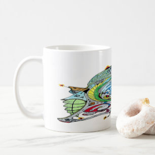 Tasse mit weißem Kaffee mit Raumschiff Art 1 A.1