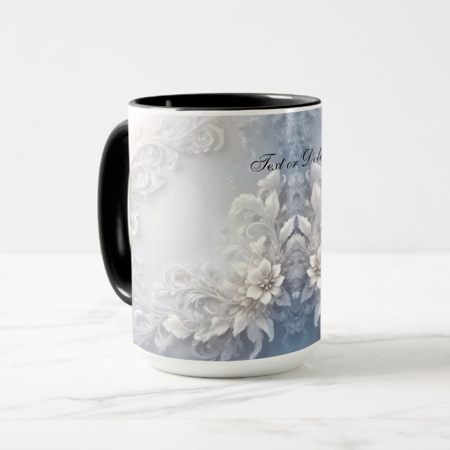 Tasse mit weißer Blume Geblüht (Vorderseite Links)