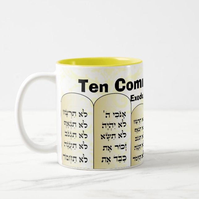 Tasse mit zehn Geboten (Links)
