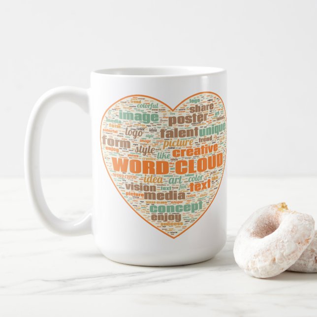 Tasse mit zwei Druckern - Word Cloud (Mit Donut)