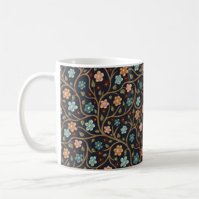 Tasse mit Zweigen und Blumen (Links)