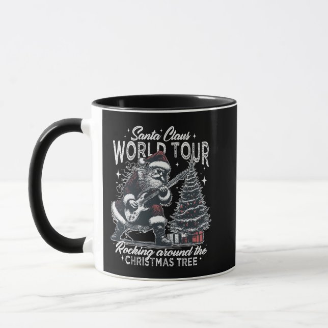 Tasse Mug de Noël Père Noël Rétro Rock (Links)