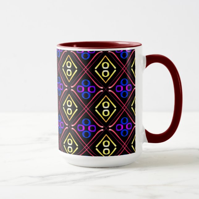 Tasse MUG Jimette Blaues Design Rot (Rechts)