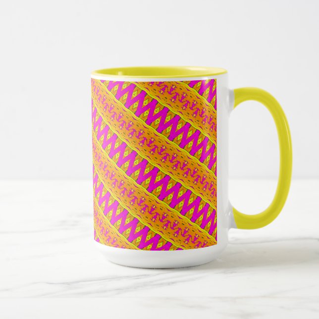 Tasse MUG Jimette Rosa-weißorangefarbenes Design (Rechts)