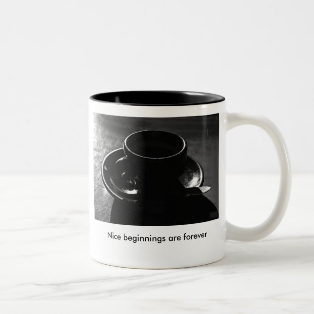 Tasse, nette Anfänge sind Forever Zweifarbige Tasse (Rechts)