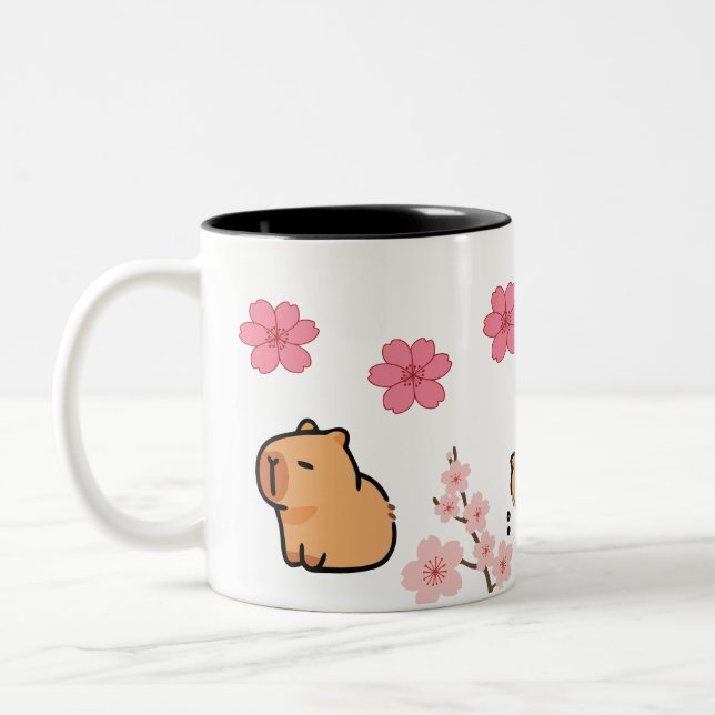 Tasse niedlich Capybara und Cherry Blossom | anmut (Links)