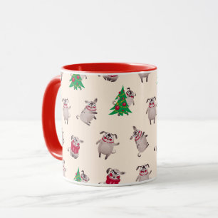 Tasse niedlicher Weihnachts-Möpsen
