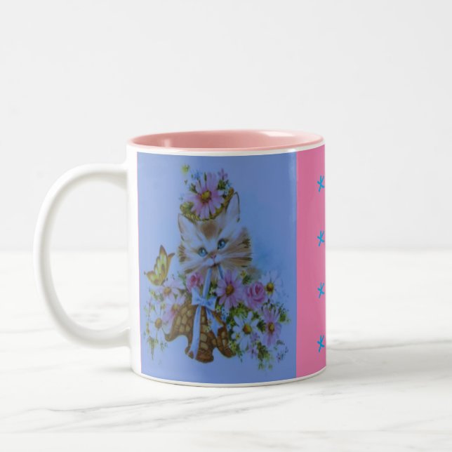 Tasse niedliches Kittendesign mit Bugs (Links)