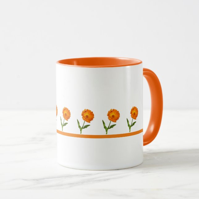 Tasse - Orangefarbene Blume auf einer Linie (VorderseiteRechts)
