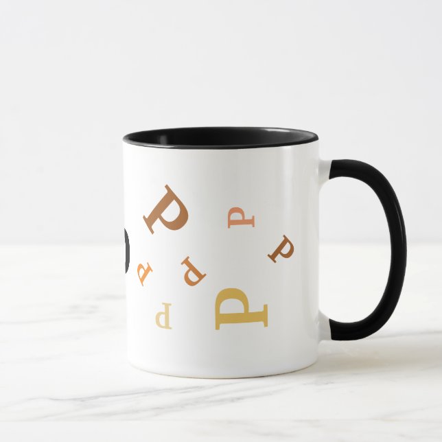 Tasse - Orangefarbene und braune Buchstaben (Rechts)
