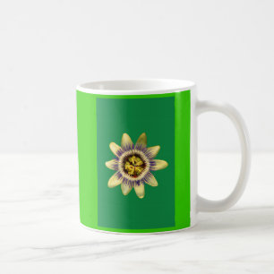 Tasse, PASSION_FLOWERFLOWER. Grüner Hintergrund Kaffeetasse