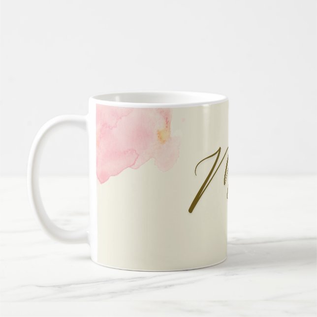 Tasse - Pastellrosa Blumenkorndesign (Links)