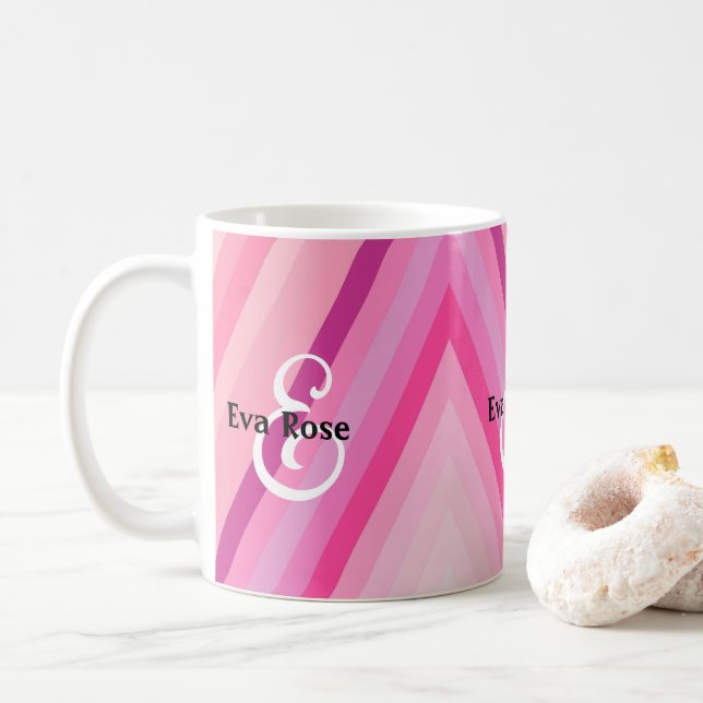 Tasse Pastellrosa Streifen (Mit Donut)