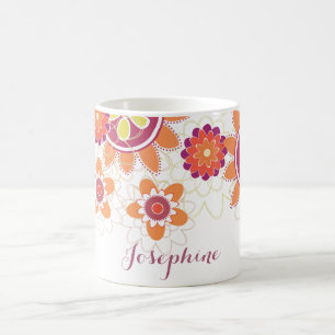 Tasse personalisiert geometrischer Retro-Blume
