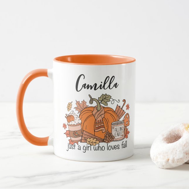Tasse personalisiert Name Fall, Fall Vibes Tasse,  (Mit Donut)