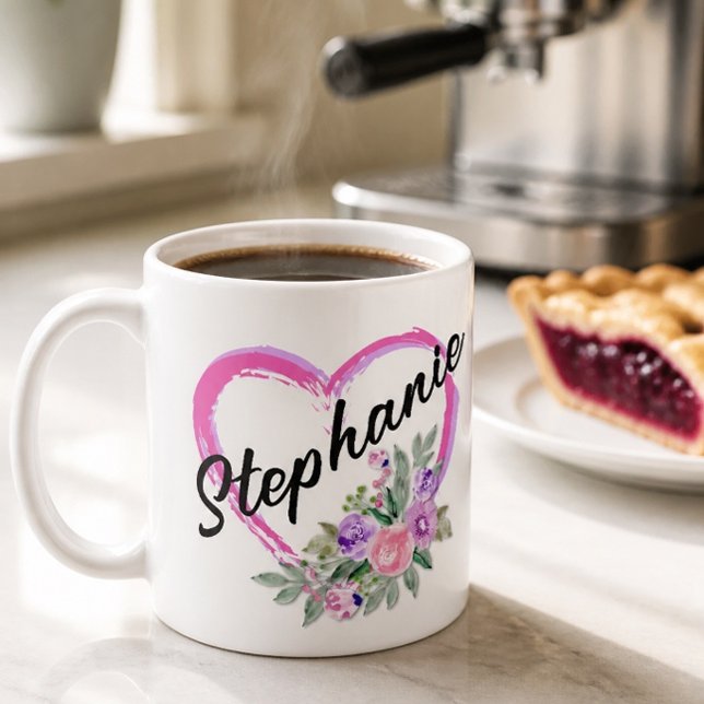 Tasse personalisiertes Blumenherz (Von Creator hochgeladen)