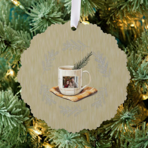 Tasse Pine Branches für Weihnachten Foto Ornament Karte