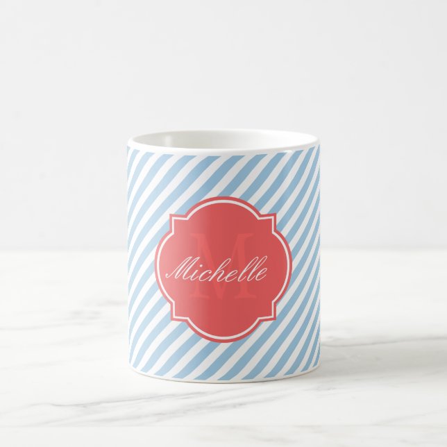 Tasse Placid Blue Strip Monogram (Mittel)