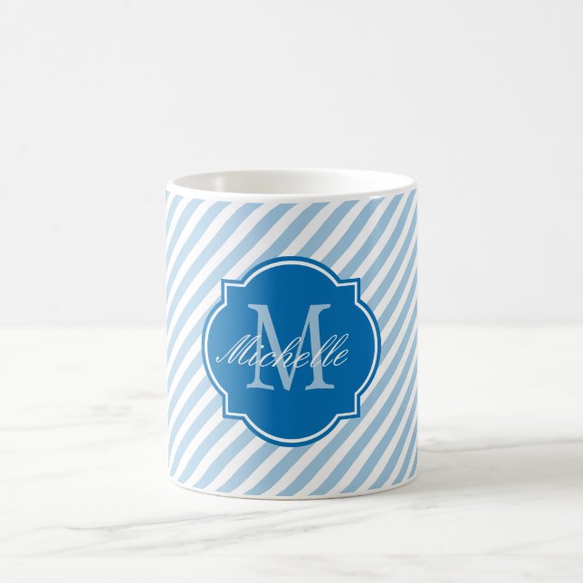 Tasse Placid Blue Strip Monogram (Mittel)