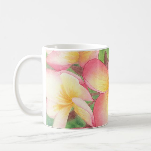 Tasse Plumeria Wasserfarben (Links)