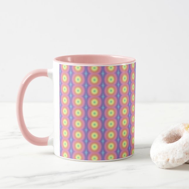 Tasse - Regenbogenfarben in Kreisen (Mit Donut)