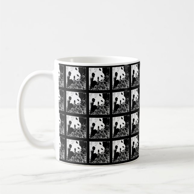 Tasse, Riesenpandas Pop Kunst, Schwarz und Weiß Kaffeetasse (Links)