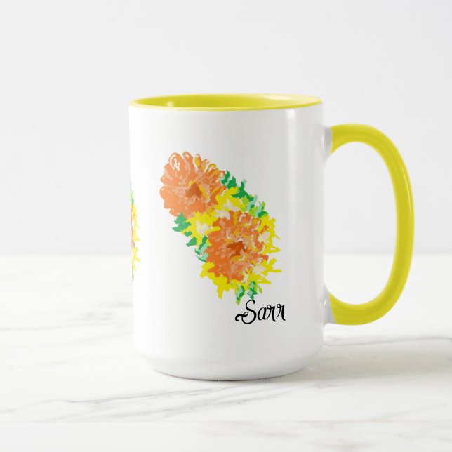 Tasse : Ringelblumen . (Rechts)