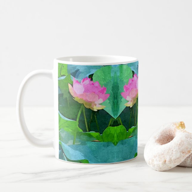 Tasse Rosa Lotus Abstrakt (Mit Donut)