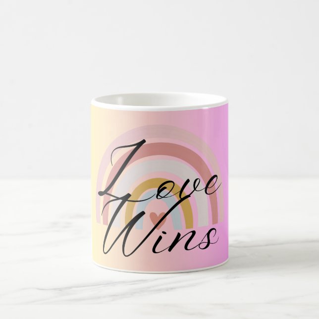 Tasse Rosa Minimalistische Liebe gewinnt (Mittel)