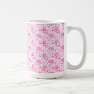 Tasse/rosa Rosen und Herz Kaffeetasse