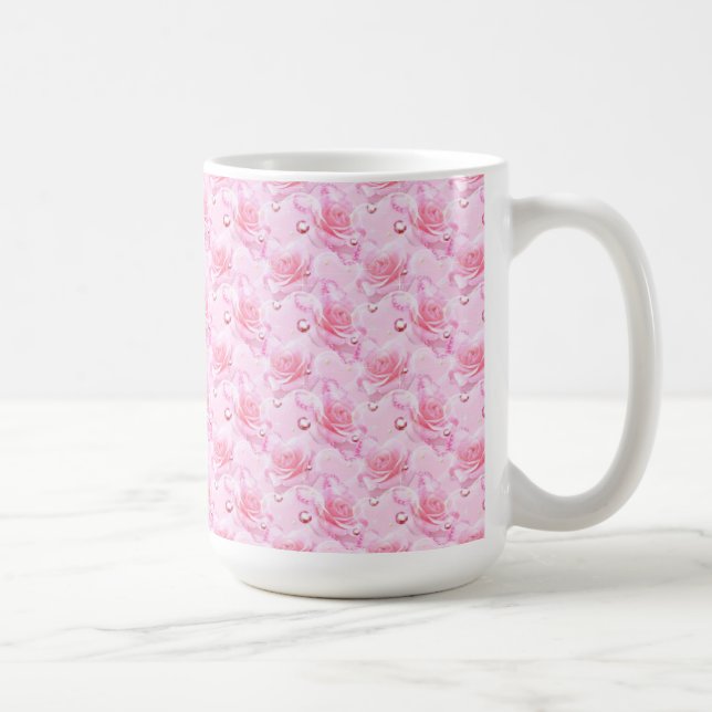 Tasse/rosa Rosen und Herz Kaffeetasse (Rechts)