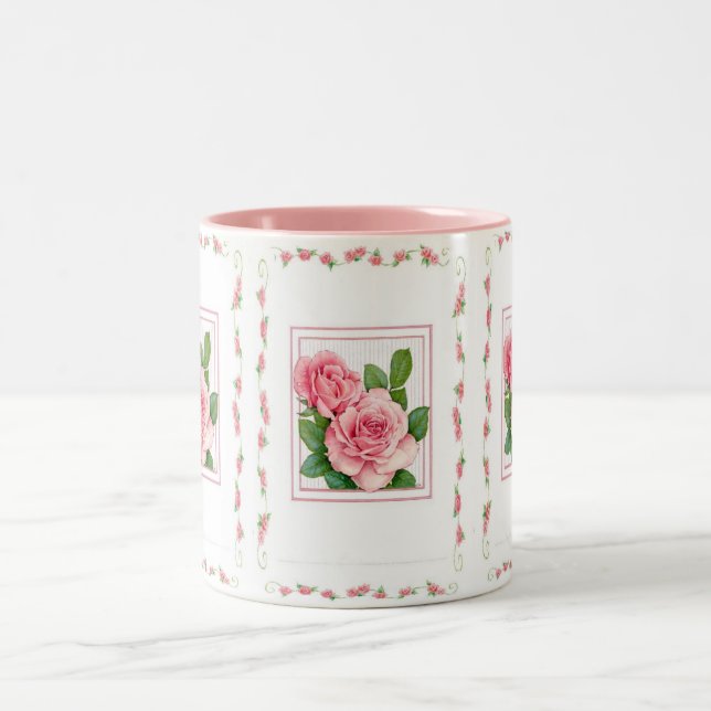 Tasse-Rosa Rosen Zweifarbige Tasse (Mittel)