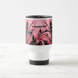 Tasse Rosa und Schwarz Art Deco Plume