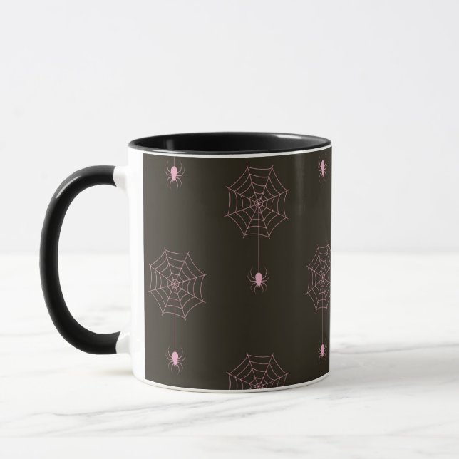Tasse "Schwarz-Rosa-Spinnennetze/Spinnennetze" (Links)