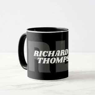 Tasse Schwarz-Weiß-Monogramm ( Name + Initialen )