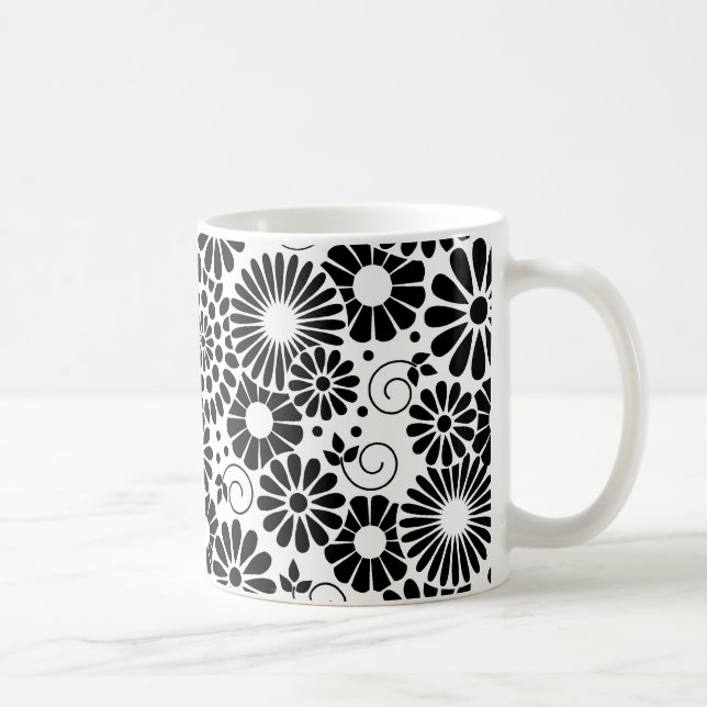Tasse Schwarz-weißer Blume (Rechts)
