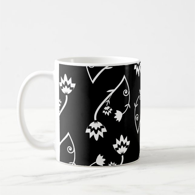 Tasse Schwarz-weißer Blume (Links)