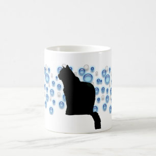 Tasse - Schwarze Katze und Blaue Blasen