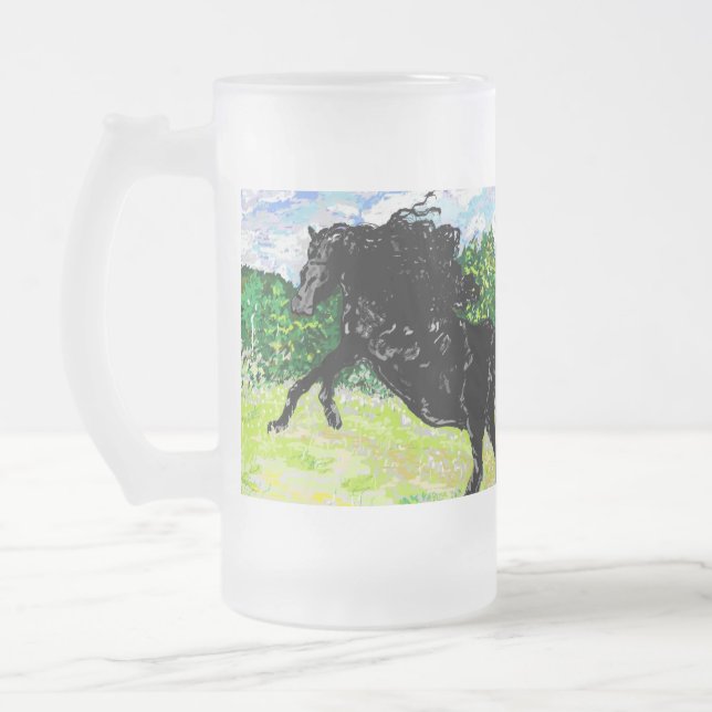 Tasse: Schwarzer Hengst Mattglas Bierglas (Links)