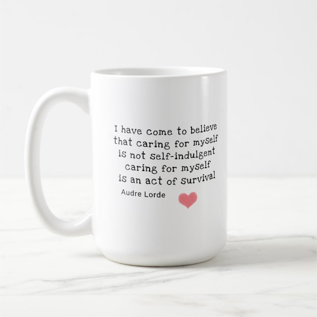 Tasse Self Care Zitat Audre Lorde / WWC Logo (Links)