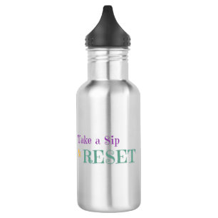 Tasse "Sip & Reset" - Motivierend Karo Edelstahlflasche