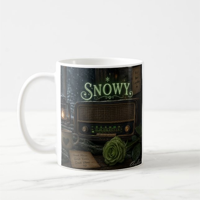 Tasse Snowy grüne Rose1 (Links)
