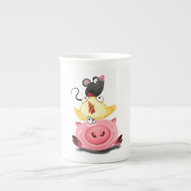 Tasse Spaß für Schweine und Maus (Vorderseite)