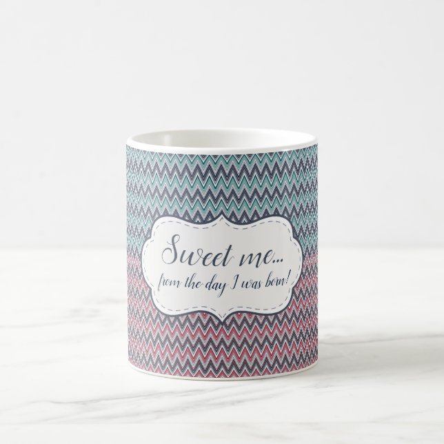 Tasse Sweet me Gray-Red Mint Zickzack Muster (Mittel)
