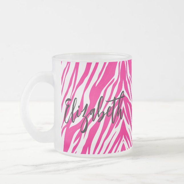 Tasse Tee aus Kaffee, rosa Leopard (Links)